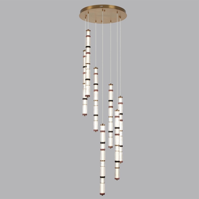 Люстра каскадная LED 210W (30W*7) 4000K COLLIER L-VISION Люстра 043 ODEON LIGHT 5455/210L, фото на цветном фоне 1