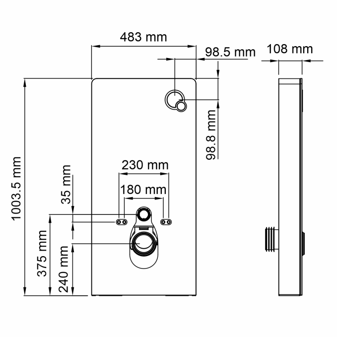 Пристенный модуль системы инсталляции для унитазов WasserKRAFT Naab 86TLT.040.PE.BL