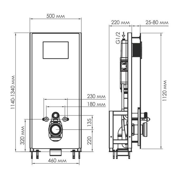 Система инсталляции для унитазов WasserKRAFT Glan 66TLT.010.ME.WH.RG02