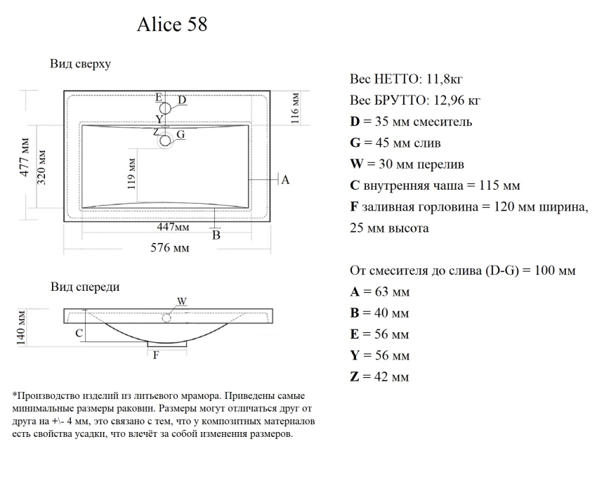Мебельная раковина Madera Alice 4627173210300 60 см белая глянцевая Мебельная раковина Madera Alice 4627173210300 60 см белая глянцевая