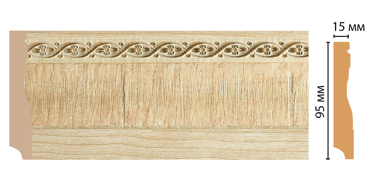 Плинтус напольный Decomaster 153-5, 95x12x2400 мм