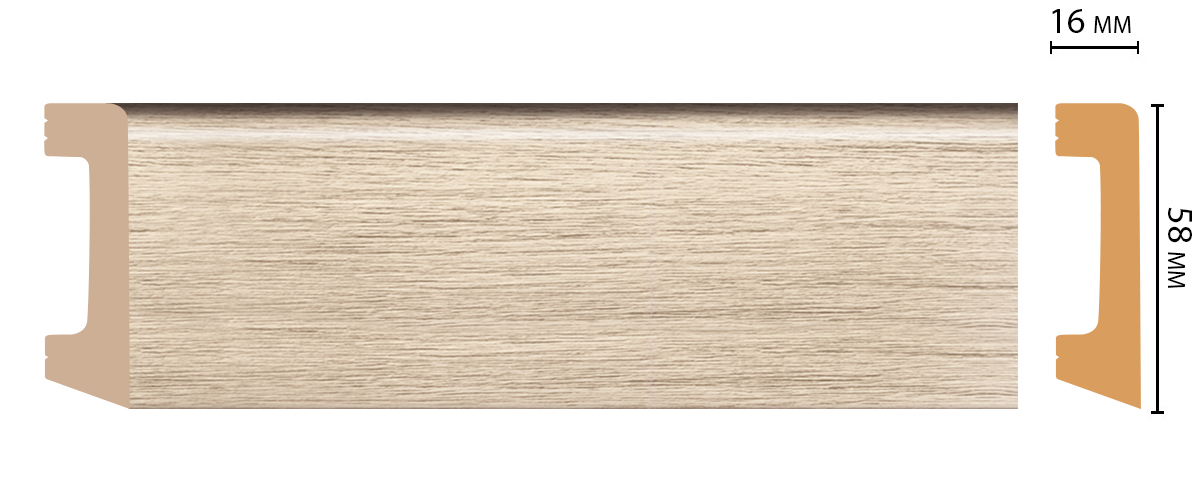 Плинтус напольный Decomaster D234-72ДМ, 58x16x2400 мм Плинтус напольный Decomaster D234-72ДМ, 58x16x2400 мм