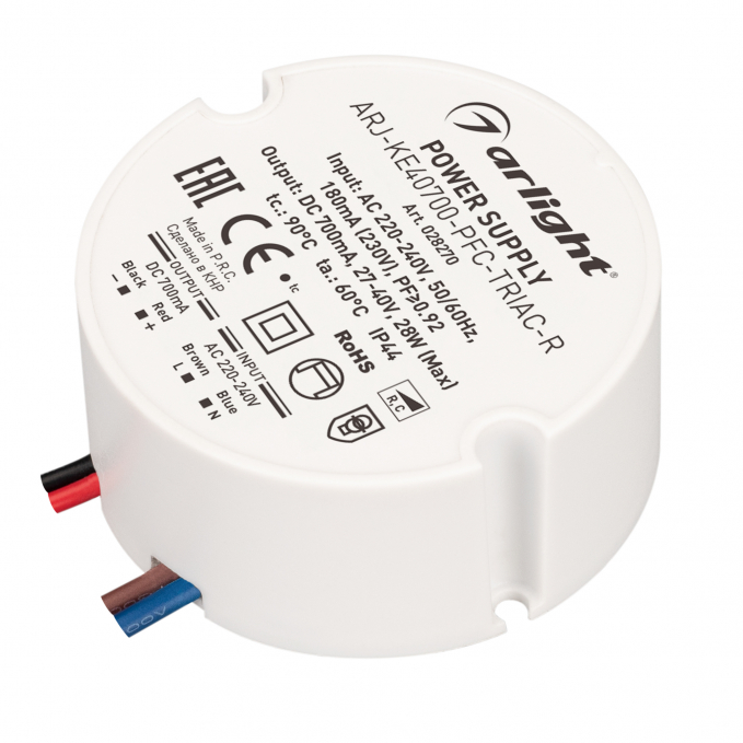 Блок питания ARJ-KE40700-PFC-TRIAC-R (28W, 700mA), Arlight, 028270, изображение 1 Блок питания ARJ-KE40700-PFC-TRIAC-R (28W, 700mA), Arlight, 028270, изображение 1