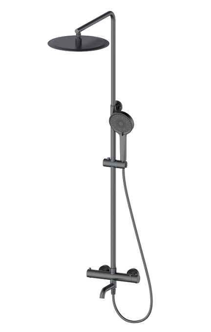 Душевая стойка со смесителем Wonzon & Woghand Stick WW-88739903-BGM темный графит брашированная с термостатом Душевая стойка со смесителем Wonzon & Woghand Stick WW-88739903-BGM темный графит брашированная с термостатом