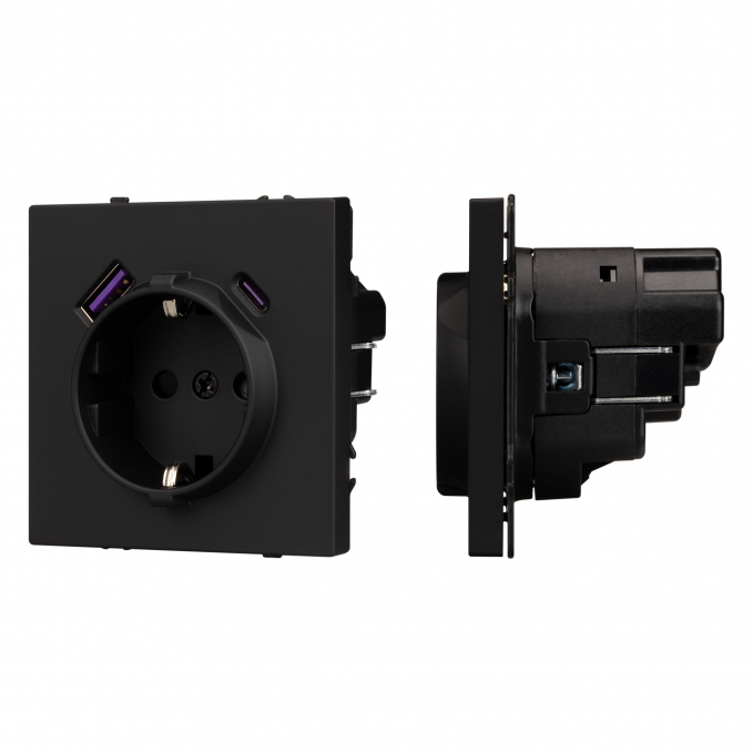 Механизм розетки с USB зарядкой SCT-NOBE-MUAC-SFPL-BK (230V, 16A), Arlight, 054285, изображение 1 Механизм розетки с USB зарядкой SCT-NOBE-MUAC-SFPL-BK (230V, 16A), Arlight, 054285, изображение 1