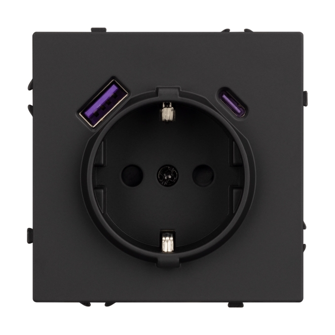 Механизм розетки с USB зарядкой SCT-NOBE-MUAC-SFPL-BK (230V, 16A), Arlight, 054285, изображение 2 Механизм розетки с USB зарядкой SCT-NOBE-MUAC-SFPL-BK (230V, 16A), Arlight, 054285, изображение 2