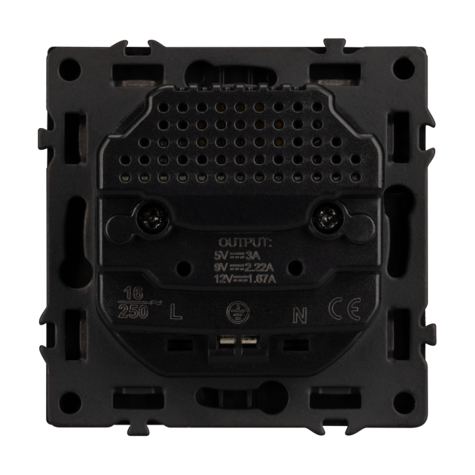 Механизм розетки с USB зарядкой SCT-NOBE-MUAC-SFPL-BK (230V, 16A), Arlight, 054285, изображение 3 Механизм розетки с USB зарядкой SCT-NOBE-MUAC-SFPL-BK (230V, 16A), Arlight, 054285, изображение 3