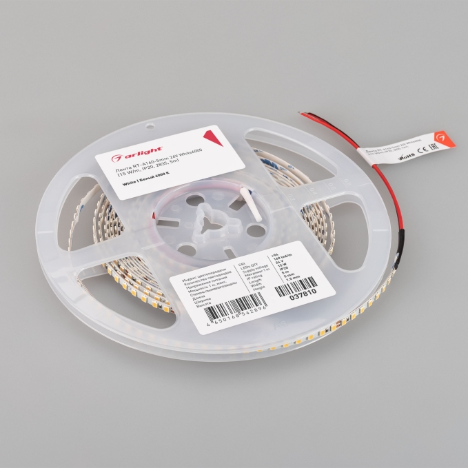 Светодиодная лента RT-A160-5mm 24V White6000 (15 W/m, IP20, 2835, 5m), Arlight, 037810, изображение 2 Светодиодная лента RT-A160-5mm 24V White6000 (15 W/m, IP20, 2835, 5m), Arlight, 037810, изображение 2