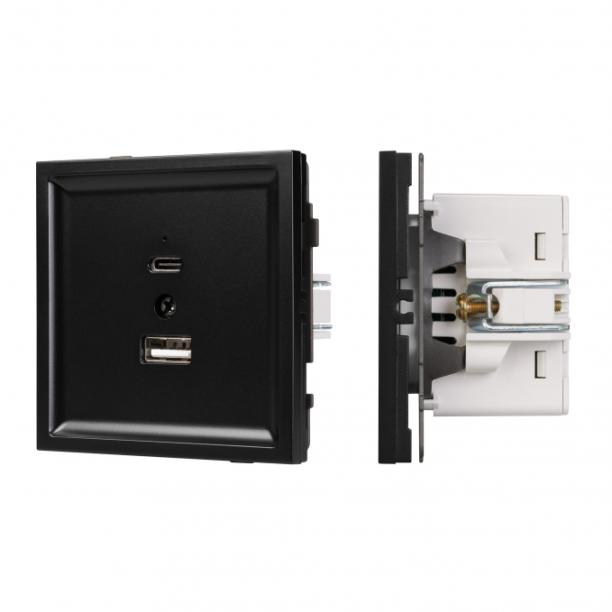 Механизм USB розетки SCT-TENDO-MUAC-PL-BK (5V, 3A, QC3), Arlight, 054095, изображение 1 Механизм USB розетки SCT-TENDO-MUAC-PL-BK (5V, 3A, QC3), Arlight, 054095, изображение 1