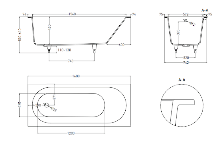 Ванна из искусственного камня Lofo Kit 170x75 UM12223 Solid Surface матовая встраиваемая Ванна из искусственного камня Lofo Kit 170x75 UM12223 Solid Surface матовая встраиваемая