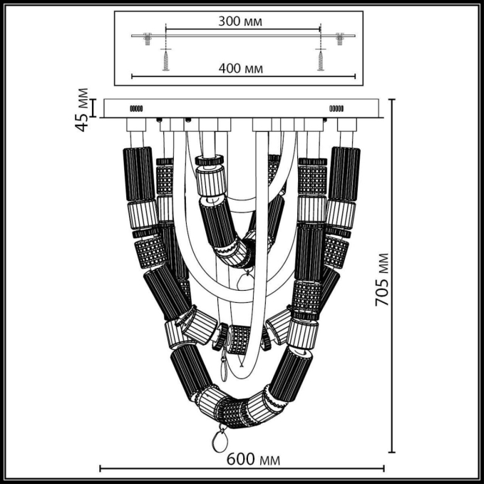 Люстра потолочная LED 80W 4000K COLLIER L-VISION Люстра 043 ODEON LIGHT 5455/80CL, схема товара Люстра потолочная LED 80W 4000K COLLIER L-VISION Люстра 043 ODEON LIGHT 5455/80CL, схема товара