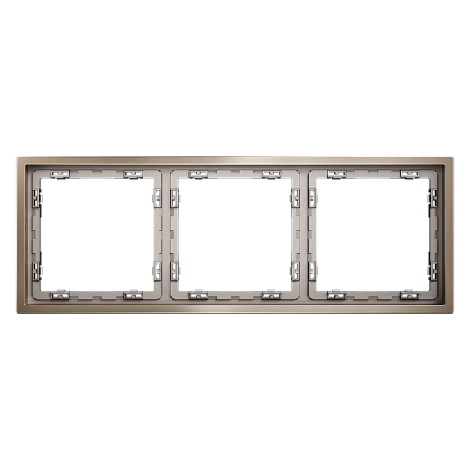 Рамка металлическая на 3 поста, S70 Metal (платина), Voltum, VLSM120310 Рамка металлическая на 3 поста, S70 Metal (платина), Voltum, VLSM120310