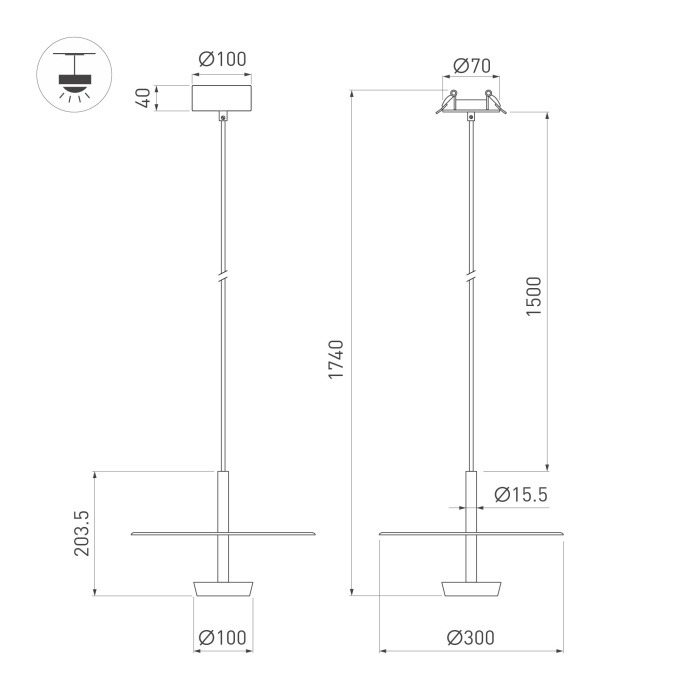 Светильник SP-CAMPANA-HANG-D300-9W Warm3000 (BK, 130 deg, 230V), Arlight, 059595, изображение 2