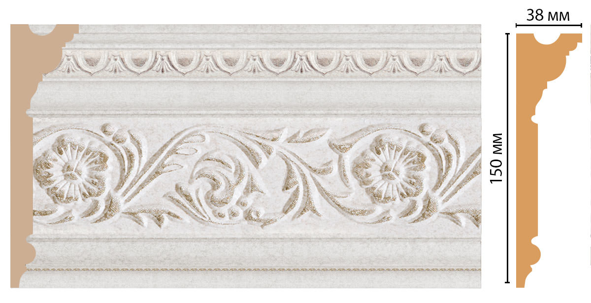 Карниз, плинтус потолочный Decomaster D214-19D ДМ(150x38x2400 мм Карниз, плинтус потолочный Decomaster D214-19D ДМ(150x38x2400 мм