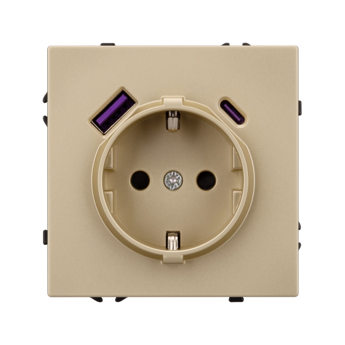 Механизм розетки с USB зарядкой SCT-NOBE-MUAC-SFPL-GD (230V, 16A), Arlight, 054286, изображение 2 Механизм розетки с USB зарядкой SCT-NOBE-MUAC-SFPL-GD (230V, 16A), Arlight, 054286, изображение 2