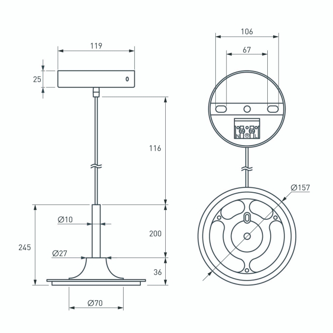 Подвес SPX-HANG-R150-L1400 (BK), Arlight, 043223, изображение 2 Подвес SPX-HANG-R150-L1400 (BK), Arlight, 043223, изображение 2