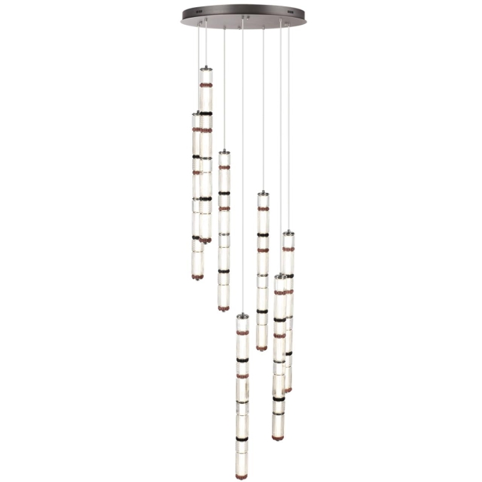 Люстра каскадная LED 210W (30W*7) 4000K COLLIER L-VISION Люстра 045 ODEON LIGHT 5456/210L, фото на белом фоне