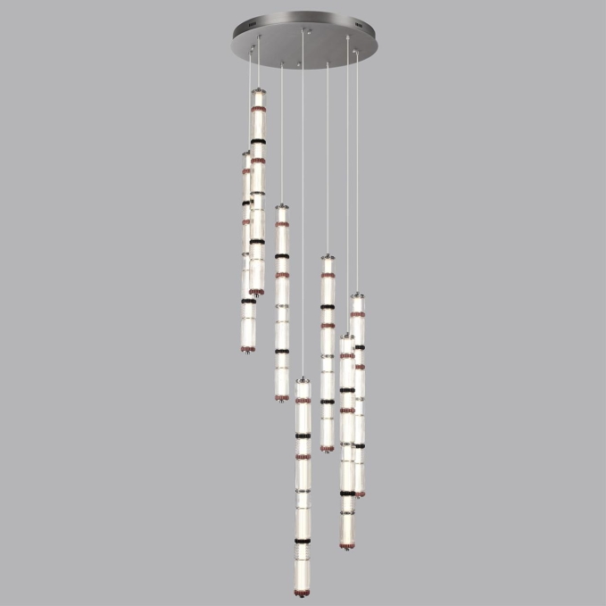 Люстра каскадная LED 210W (30W*7) 4000K COLLIER L-VISION Люстра 045 ODEON LIGHT 5456/210L, фото на цветном фоне 1