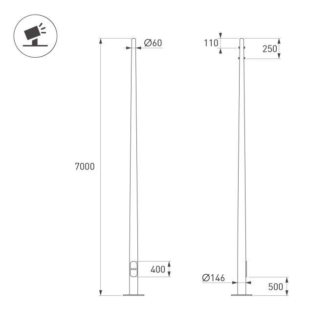Опора фланцевая OXOR-OK-D60-L7000 (BK), Arlight, 057713, изображение 2 Опора фланцевая OXOR-OK-D60-L7000 (BK), Arlight, 057713, изображение 2