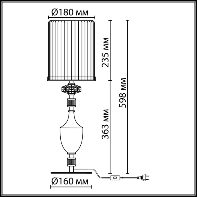 Настольная лампа E14 1*40W TERRA MODERN ODL_EX26 023 ODEON LIGHT 5414/1TA, схема товара Настольная лампа E14 1*40W TERRA MODERN ODL_EX26 023 ODEON LIGHT 5414/1TA, схема товара