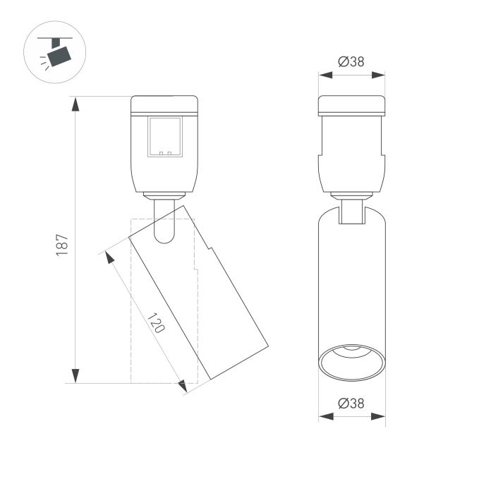 Светильник ART-APRIORI-SPOT-TURN-R38-8W Warm3000 (GD, 36 deg, 48V), Arlight, 049291, изображение 2 Светильник ART-APRIORI-SPOT-TURN-R38-8W Warm3000 (GD, 36 deg, 48V), Arlight, 049291, изображение 2