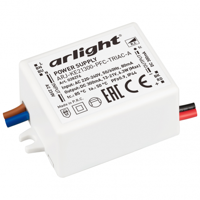 Блок питания ARJ-KE21300-PFC-TRIAC-A (6.3W, 300mA), Arlight, 028276, изображение 1 Блок питания ARJ-KE21300-PFC-TRIAC-A (6.3W, 300mA), Arlight, 028276, изображение 1