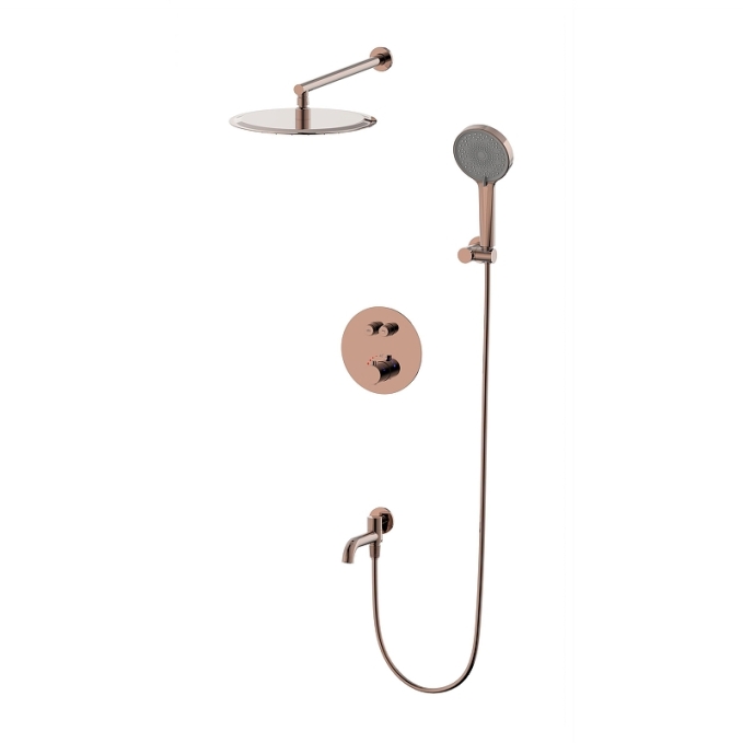 Душевой комплект со смесителем Wonzon & Woghand Stick WW-88929010-RG розовое золото глянцевый встраиваемый с термостатом Душевой комплект со смесителем Wonzon & Woghand Stick WW-88929010-RG розовое золото глянцевый встраиваемый с термостатом