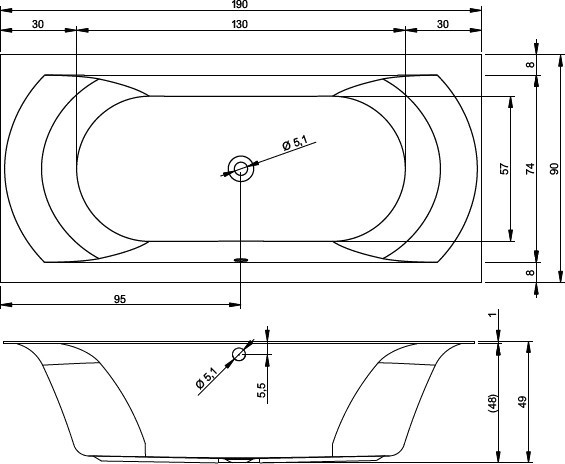 Ванна акриловая Riho Linares 180x80 B143001105 пристенная Ванна акриловая Riho Linares 180x80 B143001105 пристенная