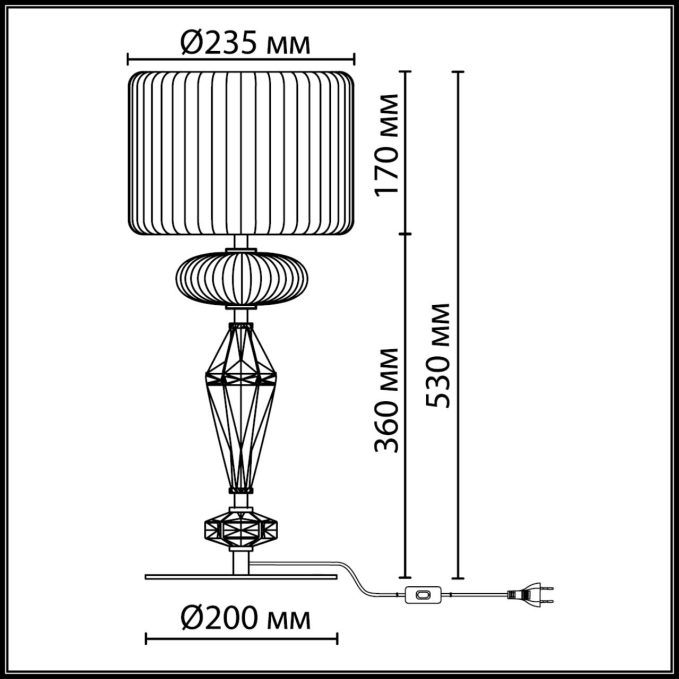 Настольная лампа E14 2*40W TERRA MODERN ODL_EX26 023 ODEON LIGHT 5414/2T, схема товара Настольная лампа E14 2*40W TERRA MODERN ODL_EX26 023 ODEON LIGHT 5414/2T, схема товара