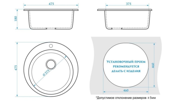 Мойка из искусственного камня Santegro 50 см SZ030-475/Q8 темно-серая матовая Мойка из искусственного камня Santegro 50 см SZ030-475/Q8 темно-серая матовая