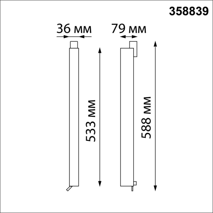 Светильник трехфазный трековый светодиодный IP20 LED 4000K 30W 220V ITER PORT NT22 306 NOVOTECH 358839, схема товара Светильник трехфазный трековый светодиодный IP20 LED 4000K 30W 220V ITER PORT NT22 306 NOVOTECH 358839, схема товара