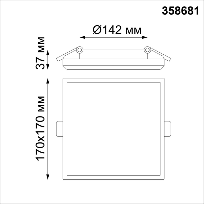 Светильник встраиваемый влагозащищенный IP54 LED 4000K 20W 100-240V PANDORA SPOT NT21 590 NOVOTECH 358681, схема товара Светильник встраиваемый влагозащищенный IP54 LED 4000K 20W 100-240V PANDORA SPOT NT21 590 NOVOTECH 358681, схема товара