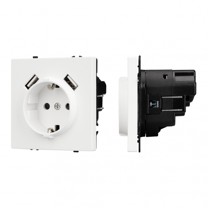 Механизм розетки с USB зарядкой SCT-NOBE-MUAA-SFPL-WH (230V, 16A), Arlight, 054288, изображение 1 Механизм розетки с USB зарядкой SCT-NOBE-MUAA-SFPL-WH (230V, 16A), Arlight, 054288, изображение 1