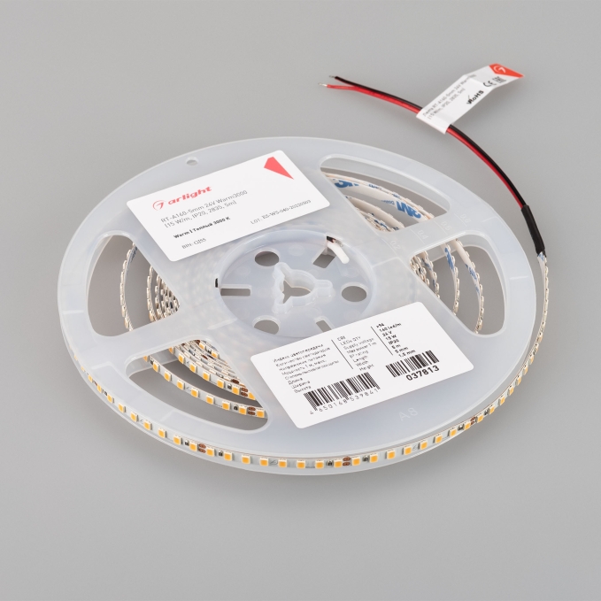 Светодиодная лента RT-A160-5mm 24V Warm3000 (15 W/m, IP20, 2835, 5m), Arlight, 037813, изображение 2 Светодиодная лента RT-A160-5mm 24V Warm3000 (15 W/m, IP20, 2835, 5m), Arlight, 037813, изображение 2