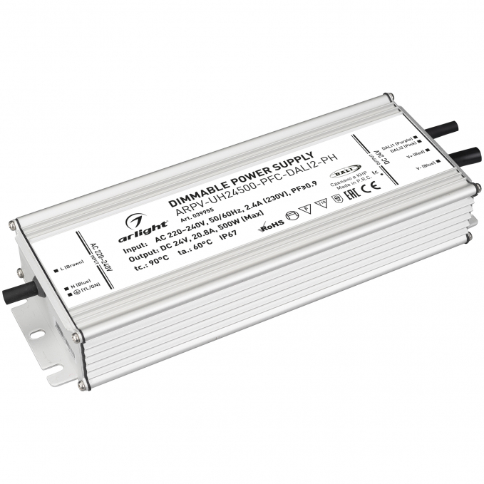 Блок питания ARPV-UH24500-PFC-DALI2-PH (24V, 20.8A, 500W), Arlight, 039955, изображение 1 Блок питания ARPV-UH24500-PFC-DALI2-PH (24V, 20.8A, 500W), Arlight, 039955, изображение 1