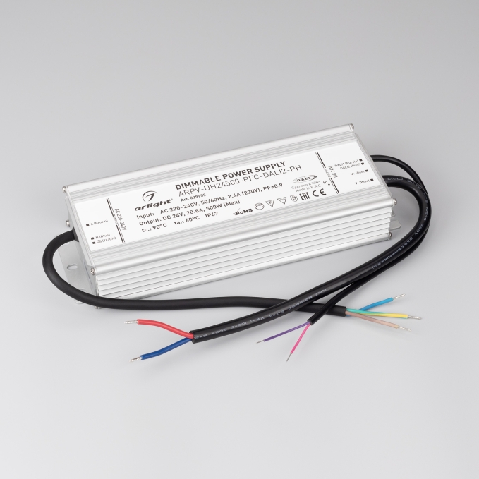Блок питания ARPV-UH24500-PFC-DALI2-PH (24V, 20.8A, 500W), Arlight, 039955, изображение 2 Блок питания ARPV-UH24500-PFC-DALI2-PH (24V, 20.8A, 500W), Arlight, 039955, изображение 2