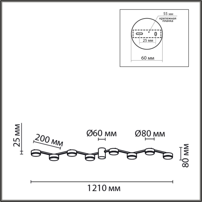 Люстра потолочная LED GX53 8*7W 220V SANATA COMFI LN26 249 LUMION 8187/8C, схема товара Люстра потолочная LED GX53 8*7W 220V SANATA COMFI LN26 249 LUMION 8187/8C, схема товара