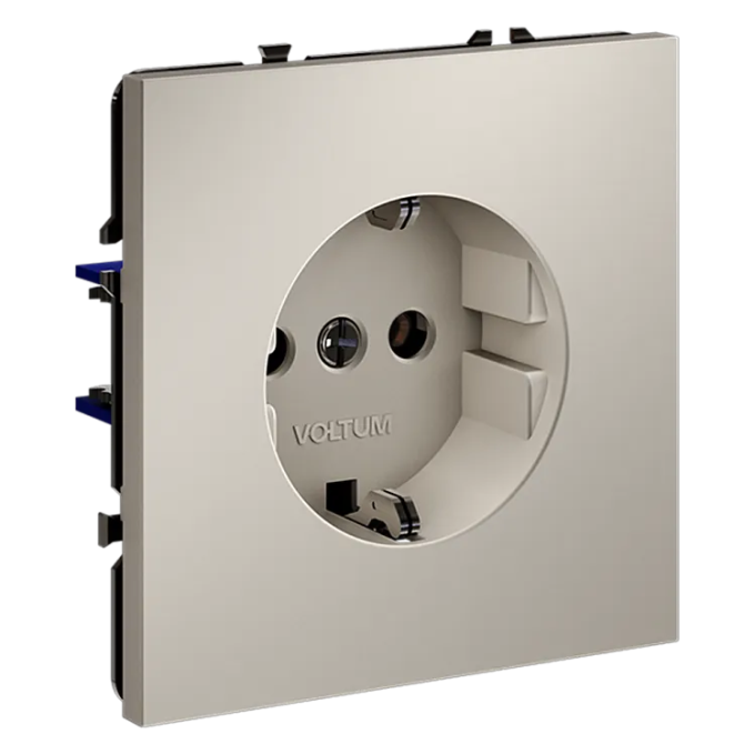 Розетка встраиваемая VOLTUM S70 с заземлением 16А, (кашемир), Voltum, VLS040103