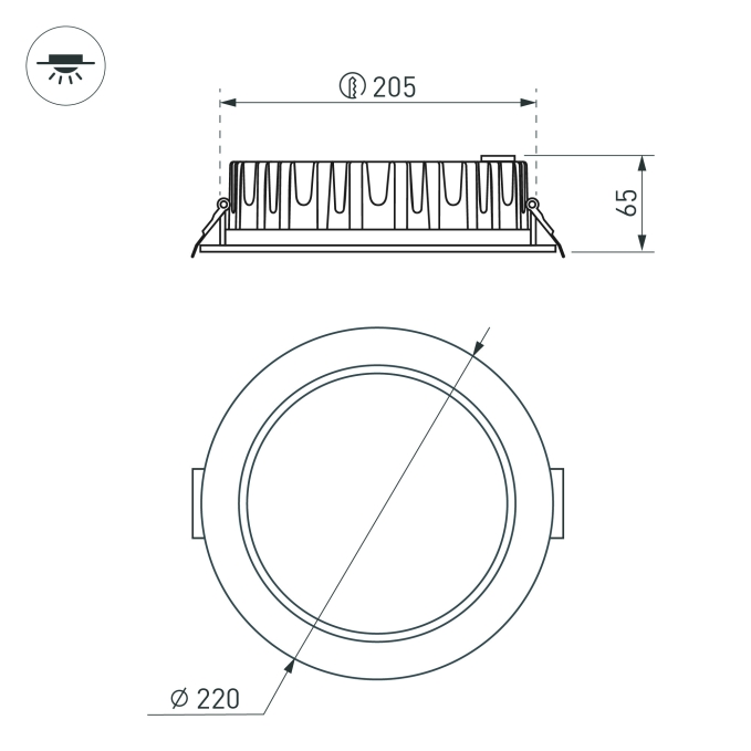 Светильник MS-MIST-BUILT-R220-30W Warm3000 (WH, 110 deg, 230V), Arlight, 041611