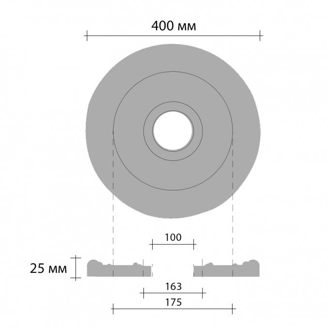 Розетка потолочная Decomaster DR-306, d нар. 400, d вн. 100, h=23 мм Розетка потолочная Decomaster DR-306, d нар. 400, d вн. 100, h=23 мм