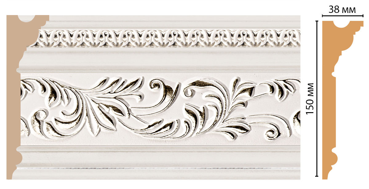 Карниз, плинтус потолочный Decomaster D214-60ДМ, 150x38x2400 мм Карниз, плинтус потолочный Decomaster D214-60ДМ, 150x38x2400 мм