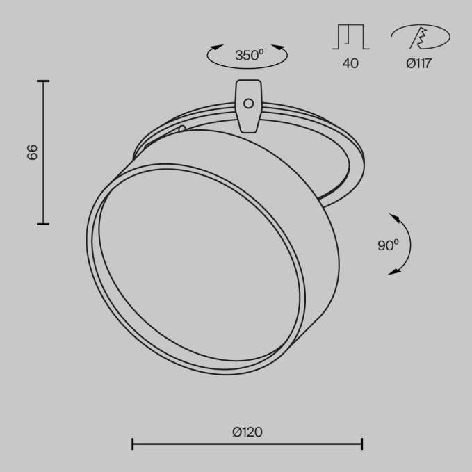 Встраиваемый светильник Фокус / FOCUS LED 12 Вт 3000 К 50°, C053CL-L12W3K-W-W, изображение 9 Встраиваемый светильник Фокус / FOCUS LED 12 Вт 3000 К 50°, C053CL-L12W3K-W-W, изображение 9