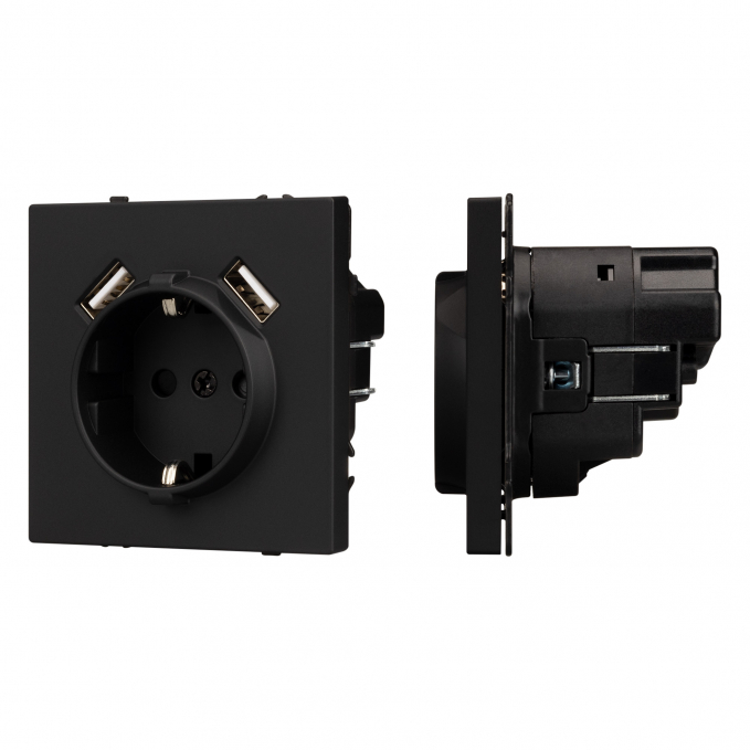 Механизм розетки с USB зарядкой SCT-NOBE-MUAA-SFPL-BK (230V, 16A), Arlight, 054289, изображение 1 Механизм розетки с USB зарядкой SCT-NOBE-MUAA-SFPL-BK (230V, 16A), Arlight, 054289, изображение 1