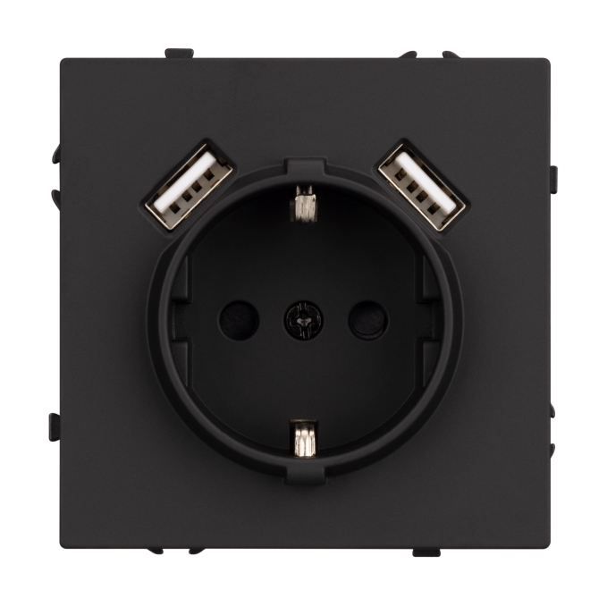 Механизм розетки с USB зарядкой SCT-NOBE-MUAA-SFPL-BK (230V, 16A), Arlight, 054289, изображение 2 Механизм розетки с USB зарядкой SCT-NOBE-MUAA-SFPL-BK (230V, 16A), Arlight, 054289, изображение 2
