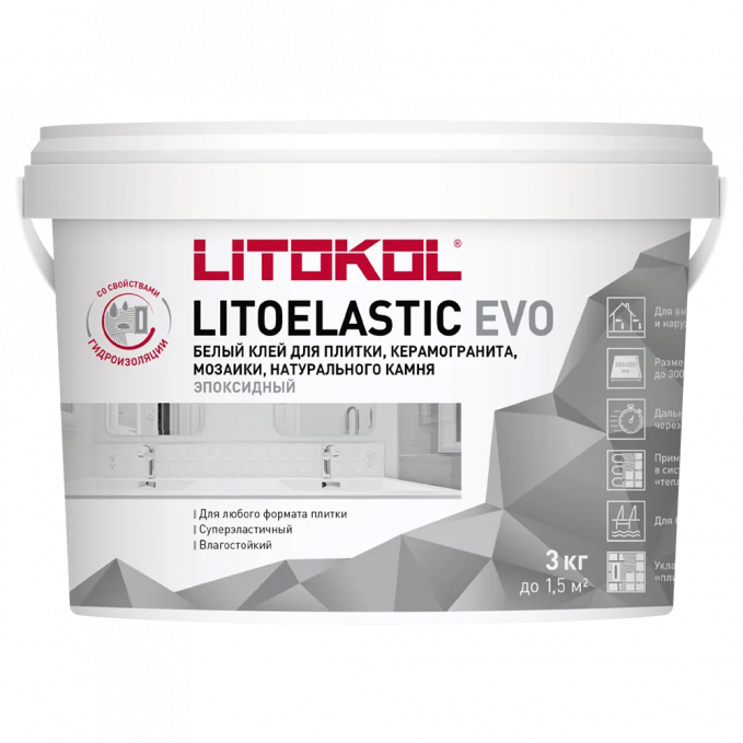 Клей для плитки и керамогранита Litokol Litoelastic Evo, 3 кг Клей для плитки и керамогранита Litokol Litoelastic Evo, 3 кг