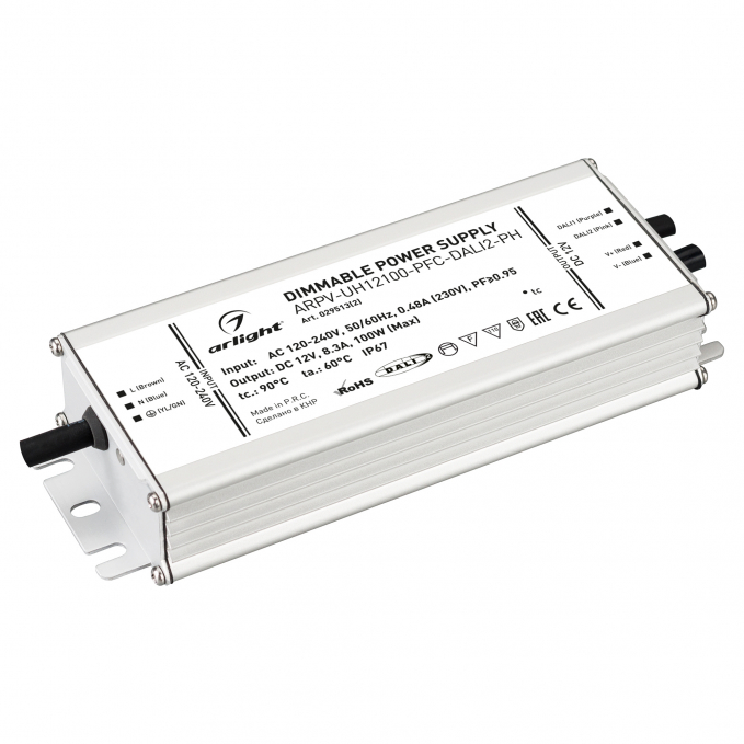 Блок питания ARPV-UH12100-PFC-DALI2-PH (12V, 8.3A, 100W), Arlight, 029513(2), изображение 1 Блок питания ARPV-UH12100-PFC-DALI2-PH (12V, 8.3A, 100W), Arlight, 029513(2), изображение 1