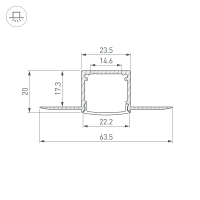 Профиль FANTOM-W20-H20-2000 ANOD, Arlight, 054185