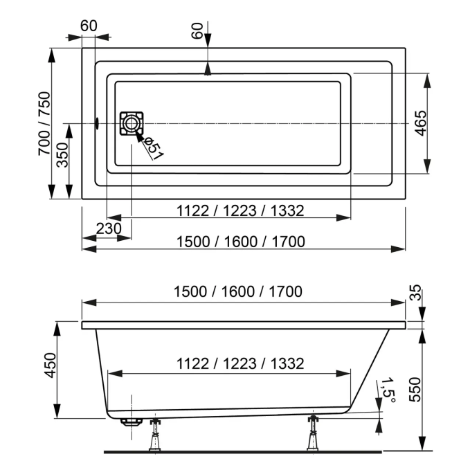 Ванна акриловая Vagnerplast Cavallo 160x70 VPBA167CAV2X-04 Ванна акриловая Vagnerplast Cavallo 160x70 VPBA167CAV2X-04
