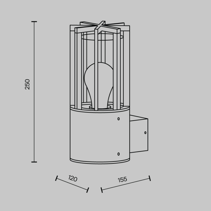 Настенный светильник (бра) Баррель / Barrel E27x1 15Вт IP 54, O453WL-01GF, изображение 6 Настенный светильник (бра) Баррель / Barrel E27x1 15Вт IP 54, O453WL-01GF, изображение 6