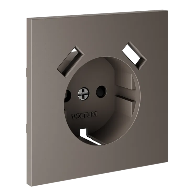 Накладка для розетки с заземлением и защитными шторками, с USB A+A, S70 (капучино), Voltum, VLS000914
